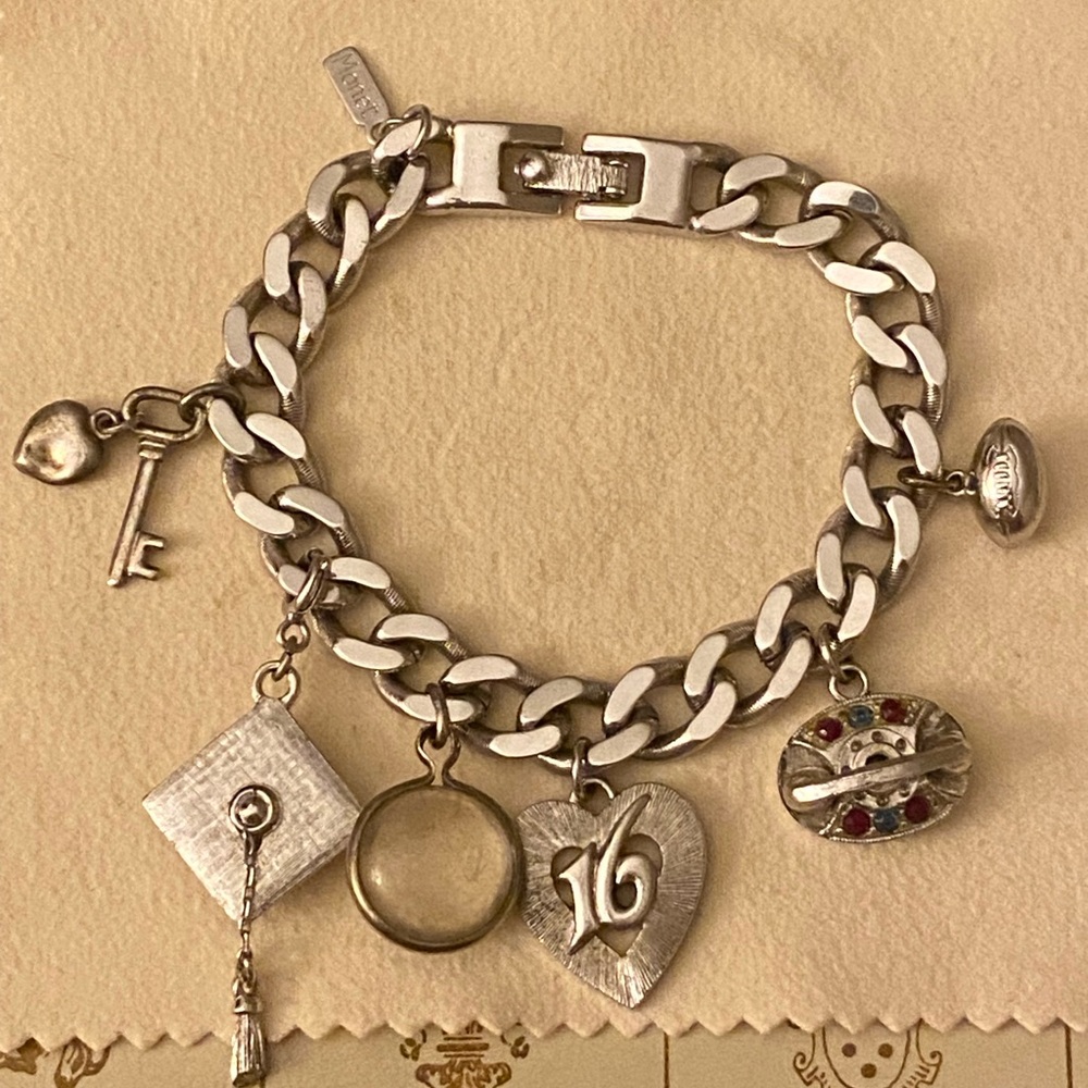 Vintage Silvertone Monet Charm Bracelet